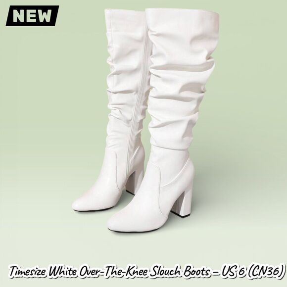Timesize Shoes - New NIB Timesize White Over-The-Knee Slouch Boots – US 6 (CN36)
